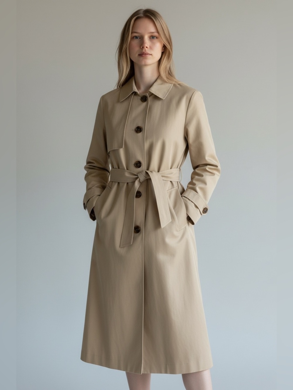 NWT Loft Classic Button-Down Cotton Trench Coat Medium